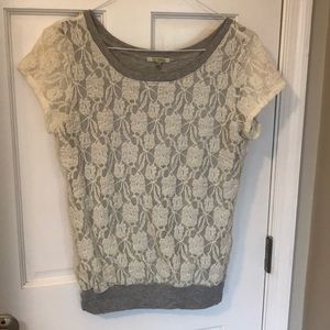 Bordeaux lace cap sleeve tee in heather